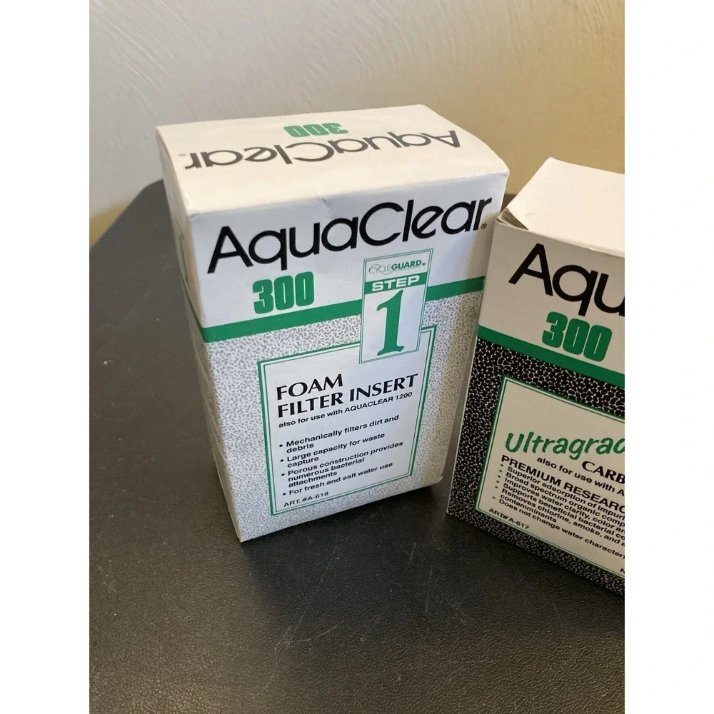 AquaClear 300 Cycle Guard‎ Foam Filter Insert + Ultragrade Carbon Insert NOS